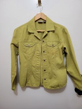 Chico's Lime Green Button-Up Jean Jacket - Size 0